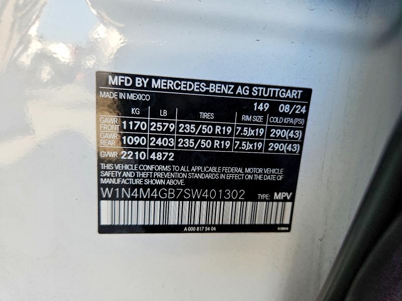 Aukcja sprzedaży 2025 Mercedes-benz Glb, vin: W1N4M4GB7SW401302, numer aukcji: 68871076