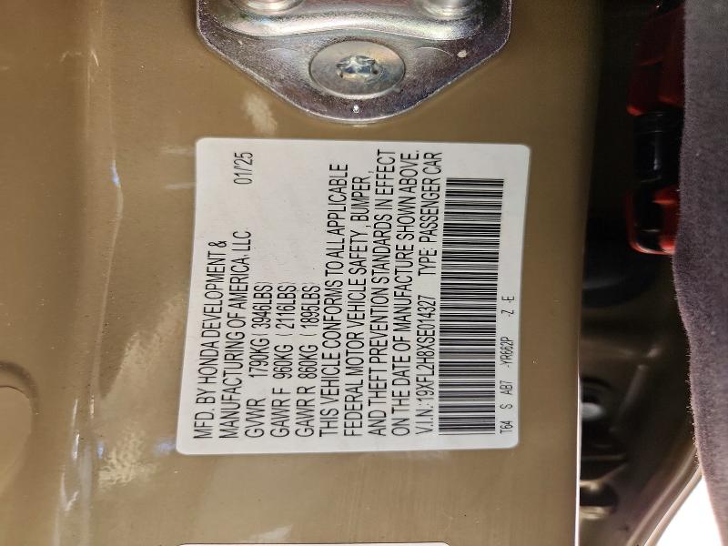 68052666 :رقم المزاد ، 19XFL2H8XSE014327 vin ، 2025 Honda Civic مزاد بيع
