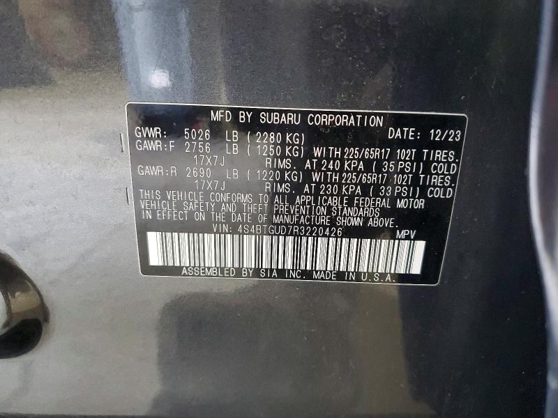 Aukcja sprzedaży 2024 Subaru Outback, vin: 4S4BTGUD7R3220426, numer aukcji: 67715096