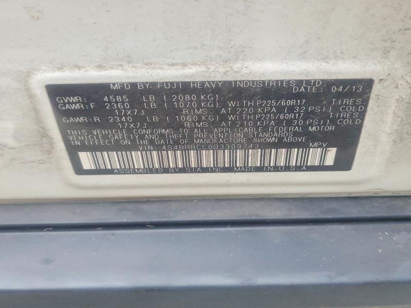 70485276 :رقم المزاد ، 4S4BRBCC0D3309743 vin ، 2013 Subaru Outback مزاد بيع