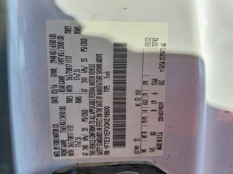 Aukcja sprzedaży 2016 Ford F150, vin: 1FTEX1EP3GKE18600, numer aukcji: 70337466