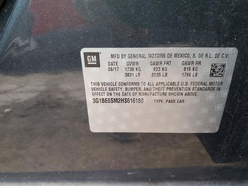 Aukcja sprzedaży 2017 Chevrolet Cruze, vin: 3G1BE6SM2HS616180, numer aukcji: 70289656
