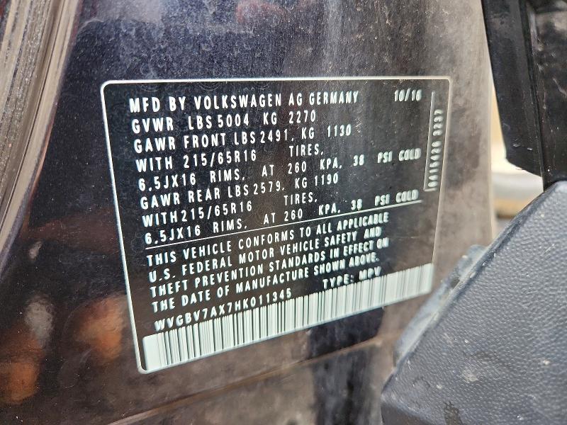 Aukcja sprzedaży 2017 Volkswagen Tiguan, vin: WVGBV7AX7HK011345, numer aukcji: 67401776