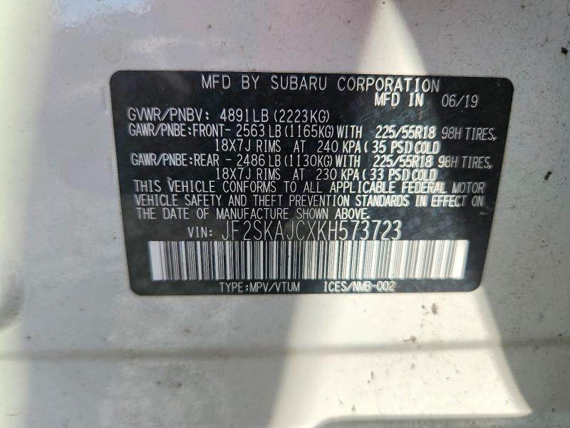 Aukcja sprzedaży 2019 Subaru Forester, vin: JF2SKAJCXKH573723, numer aukcji: 69028226
