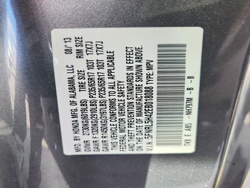 70855026 :رقم المزاد ، 5FNRL5H42EB018088 vin ، 2014 Honda Odyssey مزاد بيع