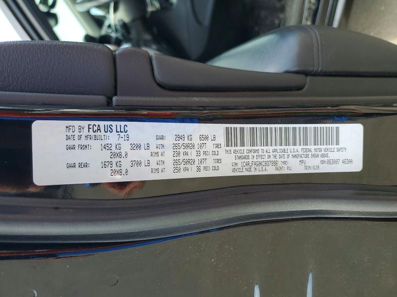 68070036 :رقم المزاد ، 1C4RJFAG0KC837996 vin ، 2019 Jeep Grand Cherokee مزاد بيع