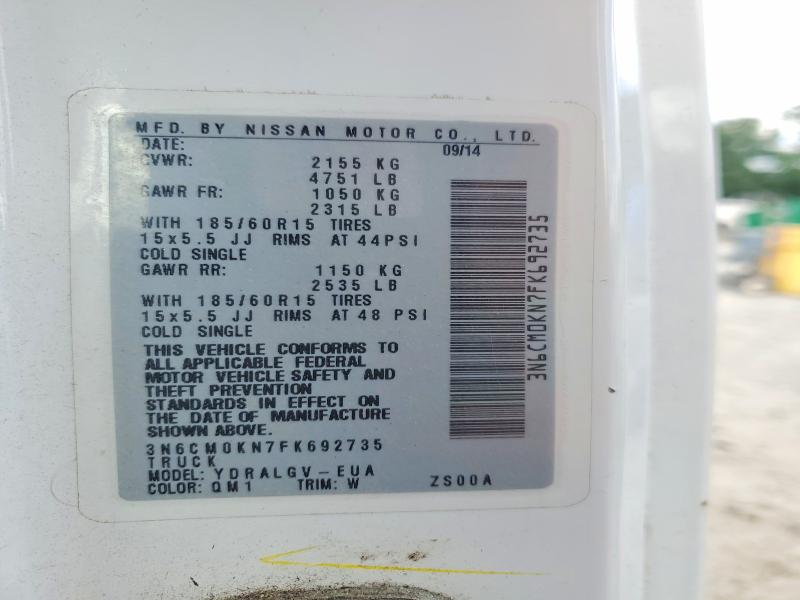 Продаж на аукціоні авто 2015 Nissan Nv200, vin: 3N6CM0KN7FK692735, номер лоту: 71302216
