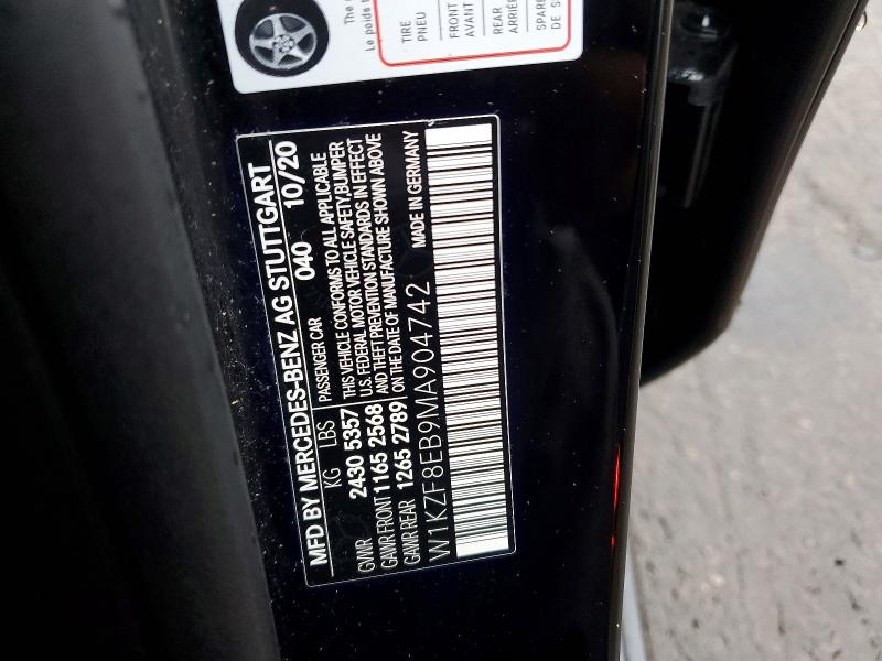 68539466 :رقم المزاد ، W1KZF8EB9MA904742 vin ، 2021 Mercedes-benz E مزاد بيع
