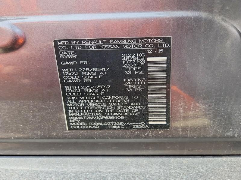 2016 Nissan Rogue მანქანა იყიდება აუქციონზე, vin: KNMAT2MV1GP636408, აუქციონის ნომერი: 69967066