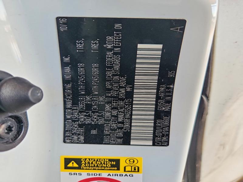 Aukcja sprzedaży 2016 Toyota Highlander, vin: 5TDKKRFH4GS505115, numer aukcji: 67516926