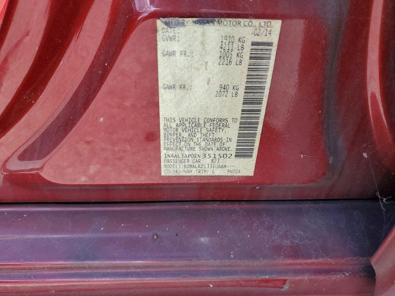 68426276 :رقم المزاد ، 1N4AL3AP0EN351502 vin ، 2014 Nissan Altima مزاد بيع