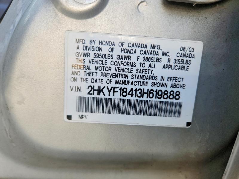 69049416 :رقم المزاد ، 2HKYF18413H619888 vin ، 2003 Honda Pilot مزاد بيع