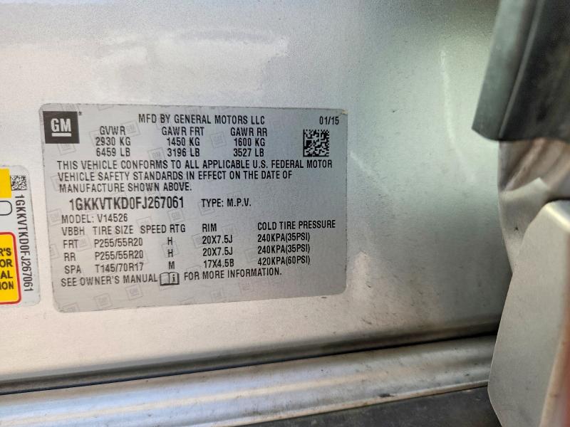 Aukcja sprzedaży 2015 Gmc Acadia, vin: 1GKKVTKD0FJ267061, numer aukcji: 67917046
