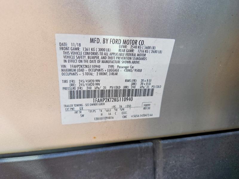 Продаж на аукціоні авто 2019 Ford Taurus, vin: 1FAHP2KT2KG110940, номер лоту: 67597186
