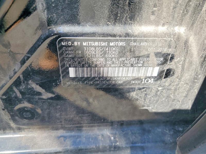 Aukcja sprzedaży 2019 Mitsubishi Mirage, vin: ML32F3FJ1KHF04303, numer aukcji: 68158036