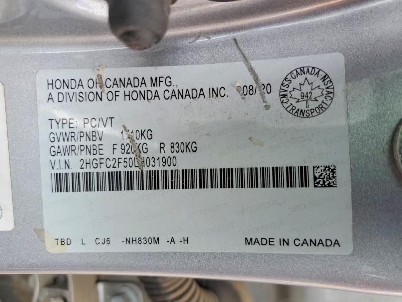 Продажа на аукционе авто 2020 Honda Civic, vin: 2HGFC2F50LH031900, номер лота: 67445766