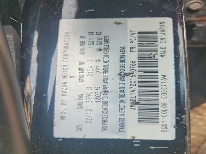 68423206 :رقم المزاد ، JM1BL1V72C1610766 vin ، 2012 Mazda 3 مزاد بيع