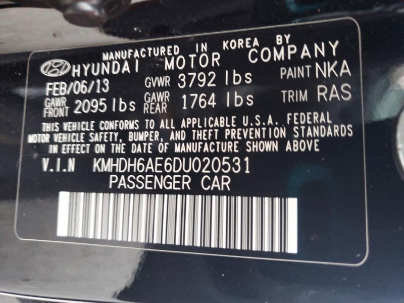 67668306 :رقم المزاد ، KMHDH6AE6DU020531 vin ، 2013 Hyundai Elantra Coupe مزاد بيع