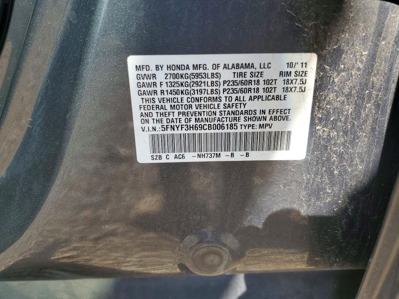 Aukcja sprzedaży 2012 Honda Pilot, vin: 5FNYF3H69CB006185, numer aukcji: 67360556