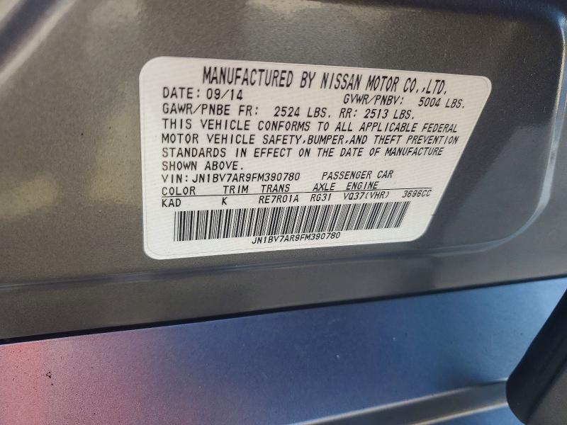 67471186 :رقم المزاد ، JN1BV7AR9FM390780 vin ، 2015 Infiniti Q50 مزاد بيع