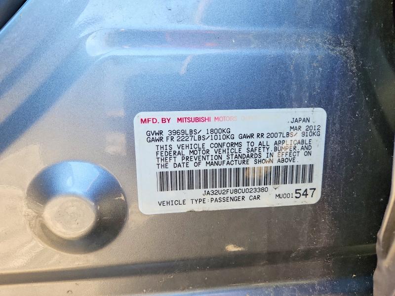 Aukcja sprzedaży 2012 Mitsubishi Lancer, vin: JA32U2FU8CU023380, numer aukcji: 70308676