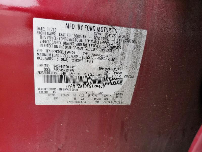 69374416 :رقم المزاد ، 1FAHP2KT0EG139499 vin ، 2014 Ford Taurus مزاد بيع