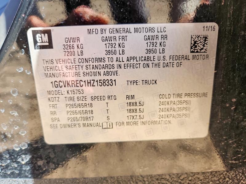 Продаж на аукціоні авто 2017 Chevrolet Silverado, vin: 1GCVKREC1HZ158331, номер лоту: 70243416