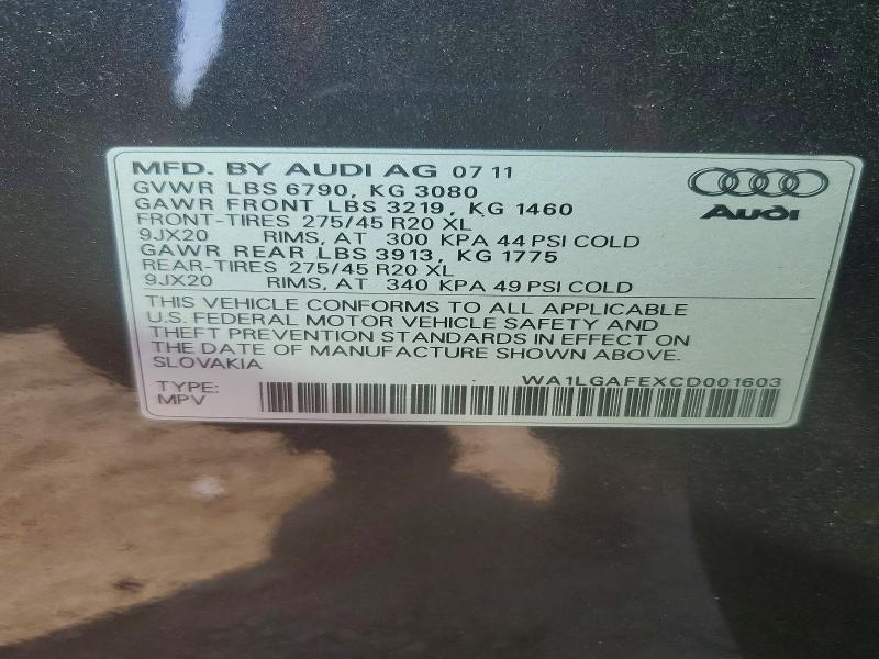 Aukcja sprzedaży 2012 Audi Q7, vin: WA1LGAFEXCD001603, numer aukcji: 66838116