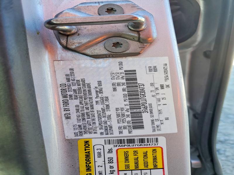 2016 Ford Fusion მანქანა იყიდება აუქციონზე, vin: 3FA6P0LU7GR304737, აუქციონის ნომერი: 69963486