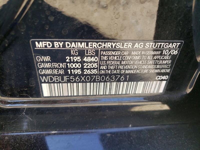 2007 Mercedes-benz E მანქანა იყიდება აუქციონზე, vin: WDBUF56X07B063761, აუქციონის ნომერი: 68031696