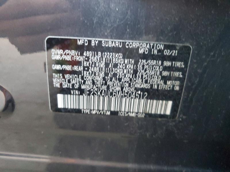 70232786 :رقم المزاد ، JF2SKAUC6MH504512 vin ، 2021 Subaru Forester مزاد بيع