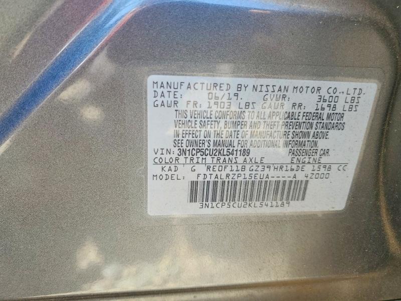 Aukcja sprzedaży 2019 Nissan Kicks, vin: 3N1CP5CU2KL541189, numer aukcji: 67730096