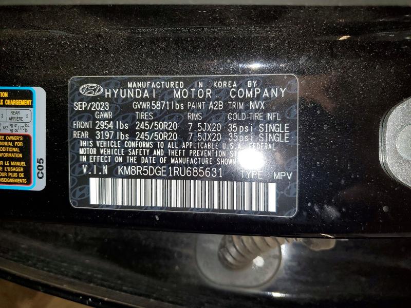 68232936 :رقم المزاد ، KM8R5DGE1RU685631 vin ، 2024 Hyundai Palisade مزاد بيع