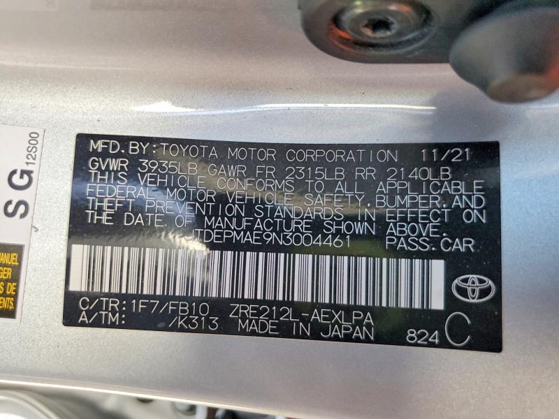 Aukcja sprzedaży 2022 Toyota Corolla, vin: JTDEPMAE9N3004461, numer aukcji: 68966816