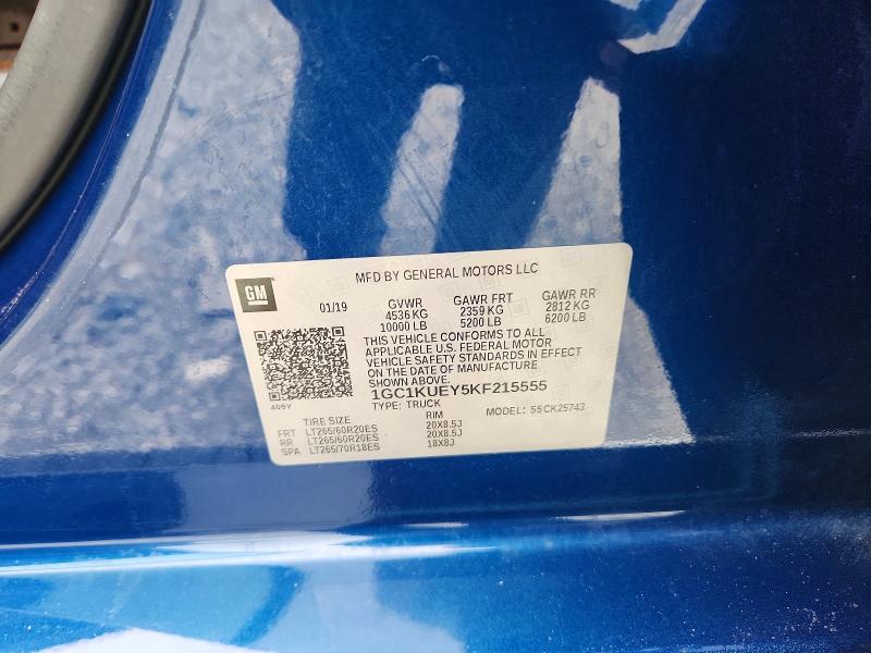 Aukcja sprzedaży 2019 Chevrolet Silverado, vin: 1GC1KUEY5KF215555, numer aukcji: 68516886