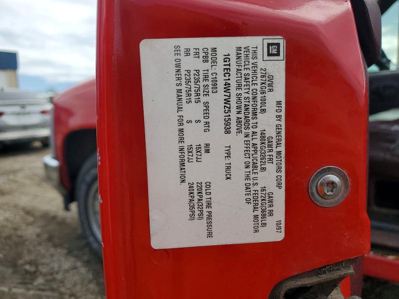 Продажа на аукционе авто 1998 Gmc Sierra, vin: 1GTEC14W7WZ515938, номер лота: 69938446