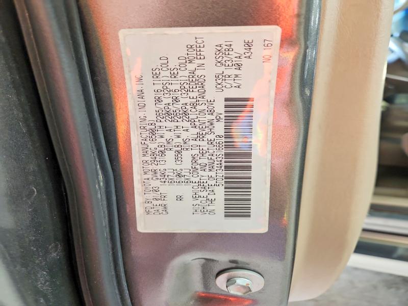 69624276 :رقم المزاد ، 5TDZT34A43S166610 vin ، 2003 Toyota Sequoia مزاد بيع