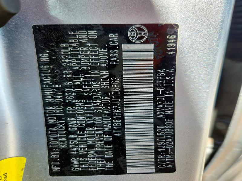 Aukcja sprzedaży 2018 Toyota Camry, vin: 4T1B61HK2JU106863, numer aukcji: 68113366