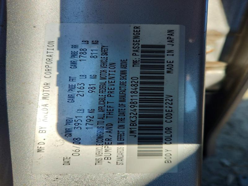 67305296 :رقم المزاد ، JM1BK324981184820 vin ، 2008 Mazda 3 مزاد بيع