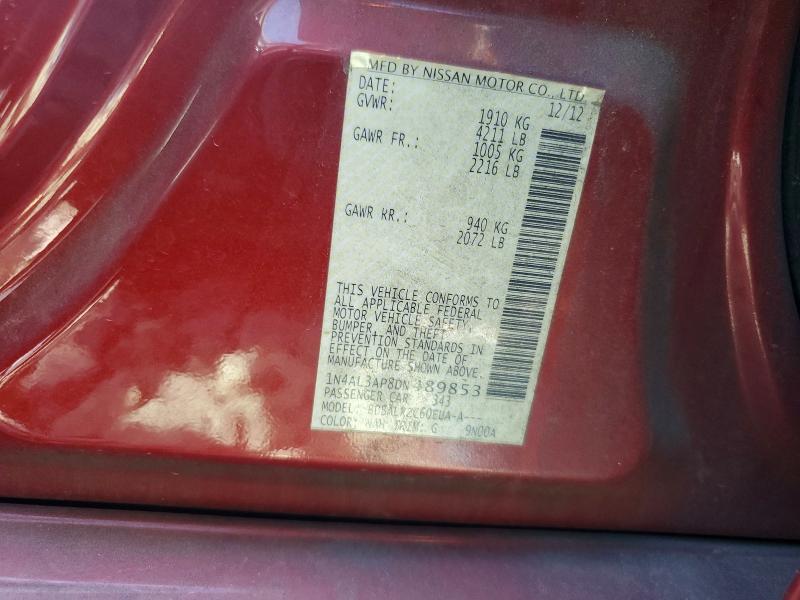 2013 Nissan Altima მანქანა იყიდება აუქციონზე, vin: 1N4AL3AP8DN489853, აუქციონის ნომერი: 70470406