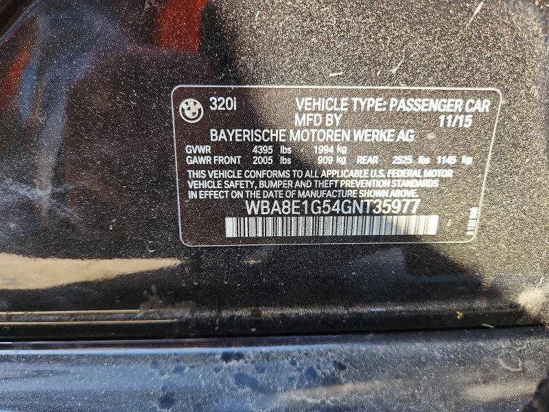 Aukcja sprzedaży 2016 Bmw 320, vin: WBA8E1G54GNT35977, numer aukcji: 69236866