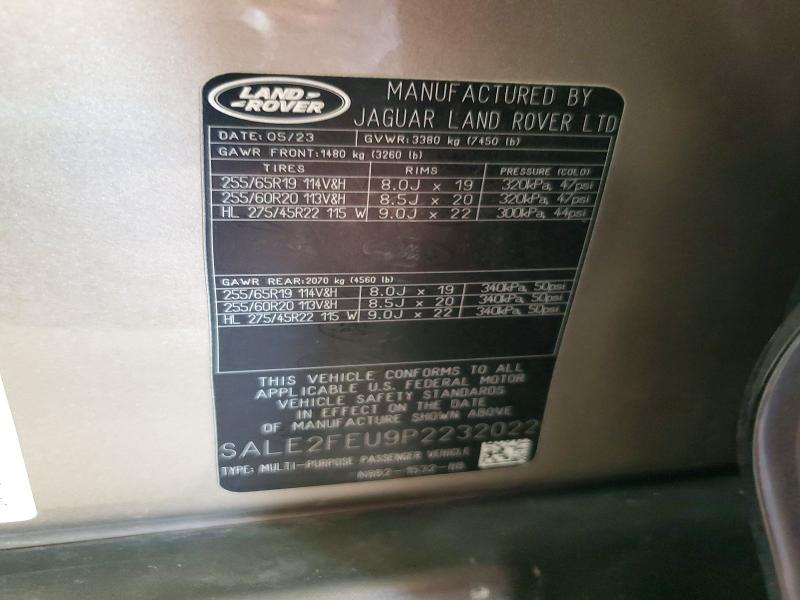 Aukcja sprzedaży 2023 Land Rover Defender, vin: SALE2FEU9P2232022, numer aukcji: 67677346