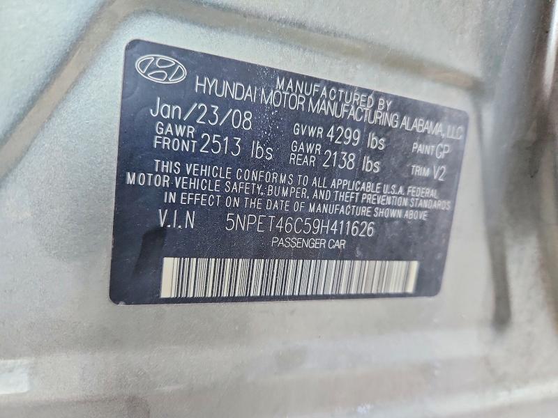 Продаж на аукціоні авто 2009 Hyundai Sonata, vin: 5NPET46C59H411626, номер лоту: 70031676