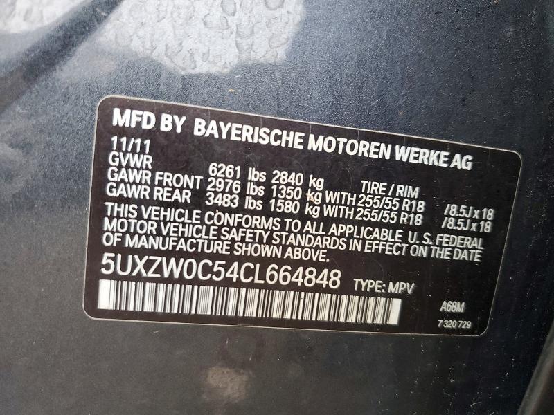 68271136 :رقم المزاد ، 5UXZW0C54CL664848 vin ، 2012 Bmw X5 مزاد بيع