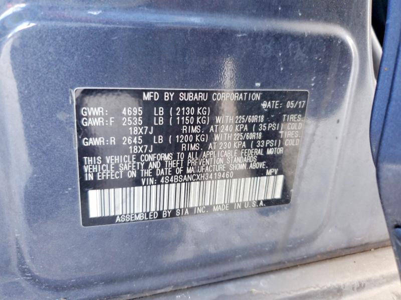 Aukcja sprzedaży 2017 Subaru Outback, vin: 4S4BSANCXH3419460, numer aukcji: 67481886