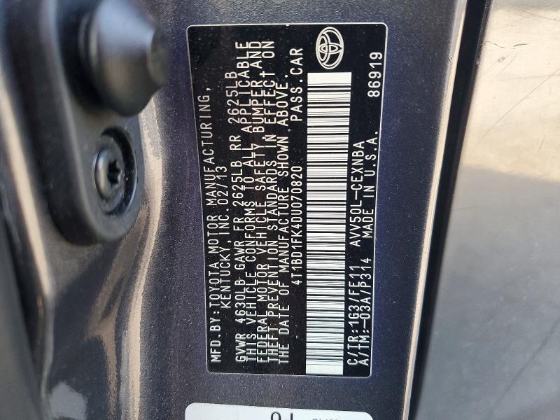 Aukcja sprzedaży 2013 Toyota Camry Hybrid, vin: 4T1BD1FK4DU070820, numer aukcji: 70285906