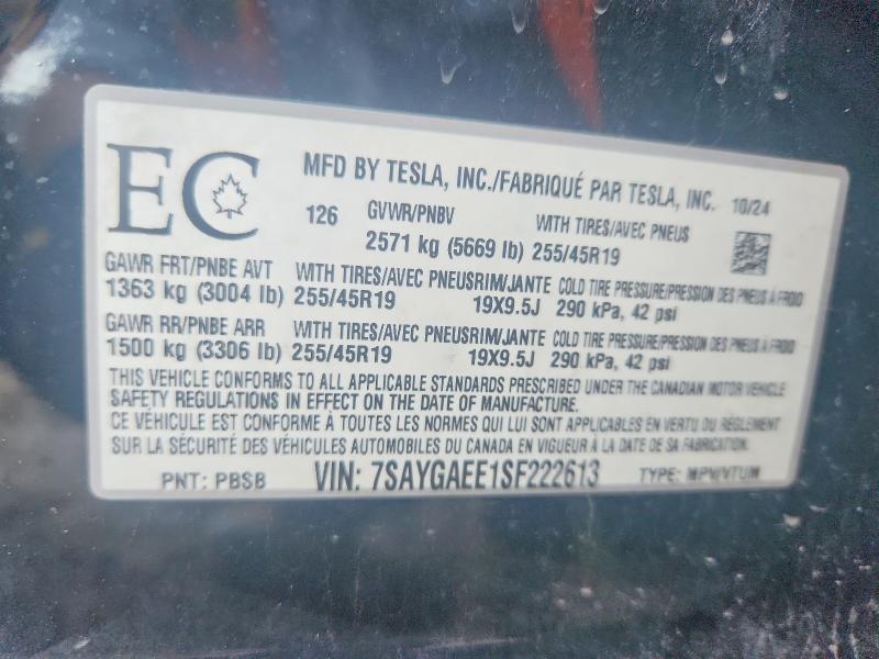 Aukcja sprzedaży 2025 Tesla Model Y, vin: 7SAYGAEE1SF222613, numer aukcji: 63227166