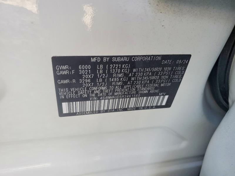 Aukcja sprzedaży 2024 Subaru Ascent, vin: 4S4WMAUD5R3461560, numer aukcji: 68043776