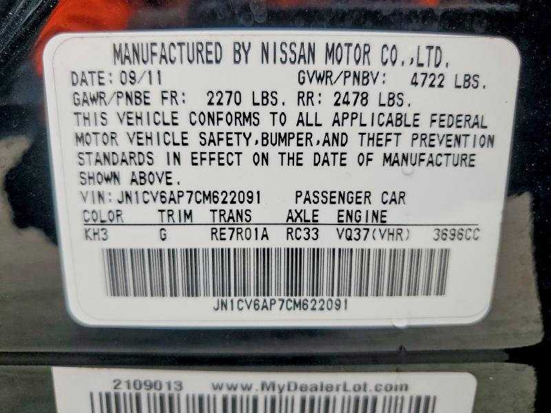 Aukcja sprzedaży 2012 Infiniti G37 Convertible, vin: JN1CV6AP7CM622091, numer aukcji: 69581836