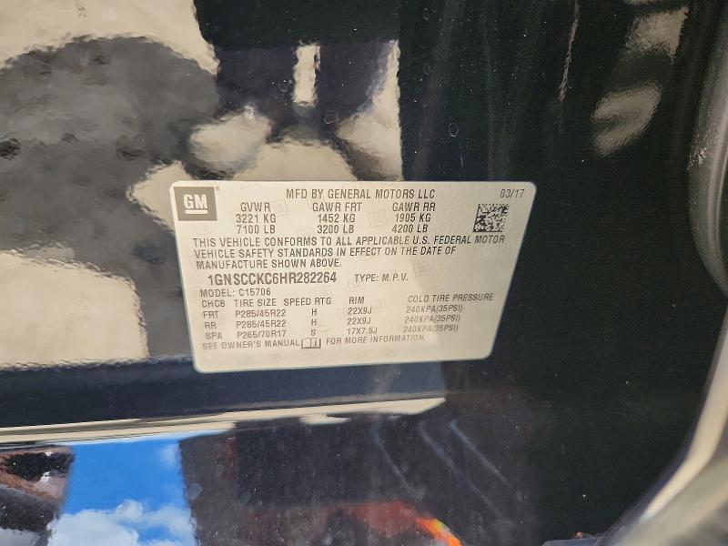 2017 Chevrolet Tahoe მანქანა იყიდება აუქციონზე, vin: 1GNSCCKC6HR282264, აუქციონის ნომერი: 68220986